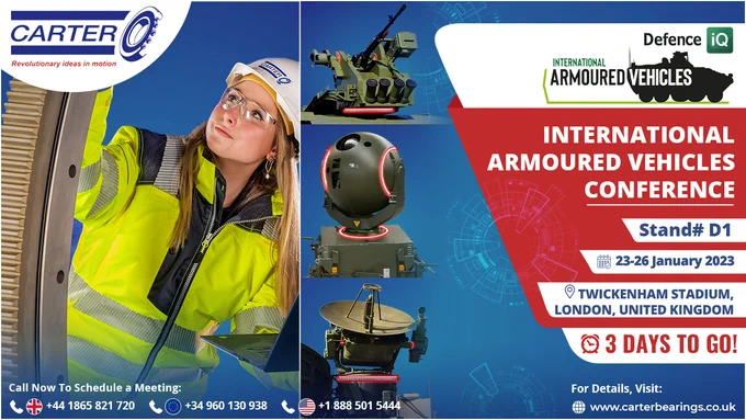 The Carter Manufacturing Stand# D1 at the International Armoured Vehicles Conference 2023 will display key bearings and tools for the military and defence industry