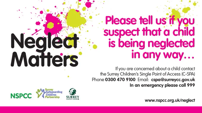 Neglect Matters. Please tell us if you suspect that a child is being neglected in any way... If you are concerned about a child, contact the Surrey Children's Single Point of Access (C-SPA). Phone: 0300 470 9100. Email: cspa@surreycc.gov.uk. In an emergency please call 999. www.nspcc.org.uk/neglect