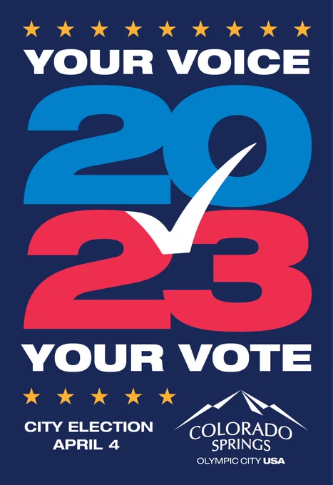 Your Voice, Your Vote 2023
City election April 4
City of Colorado Springs logo