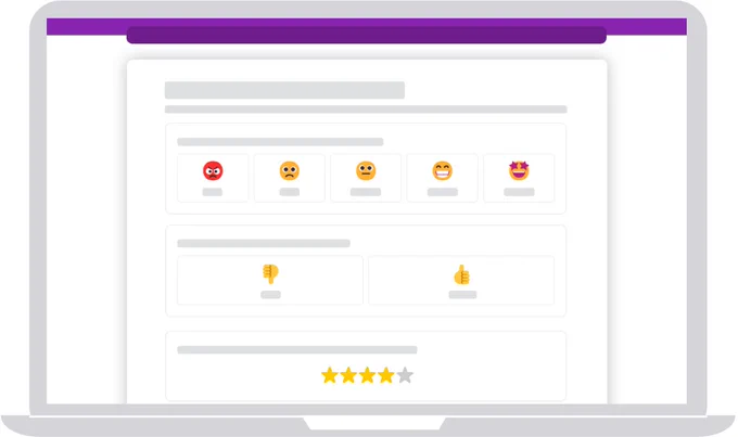 Screenshot showing three rating styles: smileys, thumbs, stars.