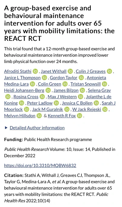 Full report of the RETIREMENT IN ACTION study