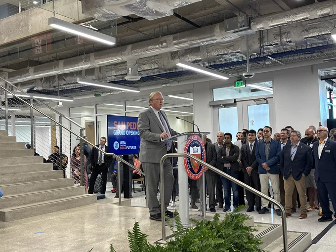Graham Weston speaks at the San Pedro I Grand Opening Ceremony.