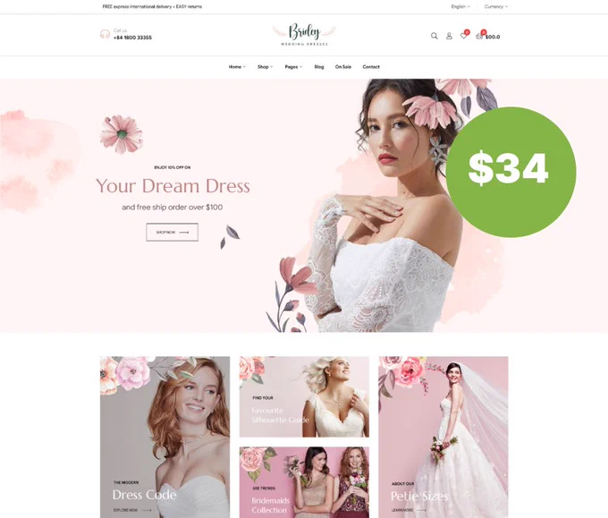 Bridey - Bridal Store WooCommerce WordPress Theme sale off