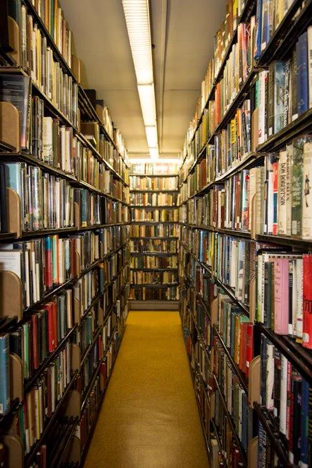 Bookshelves filled with books at the New York Society Library