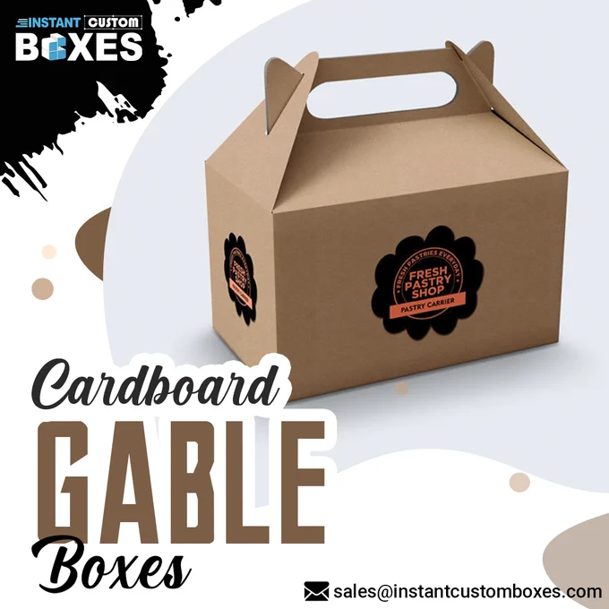 Custom gable boxes offer extra convenience in the shape of a carrying handle. It is a one-piece box with a canopy shaped handle to carry it easily. These boxes are mainly used for packaging consumer products, food items, and gifts. Cardboard Gable boxes can be customized as per specific packaging requirements.

