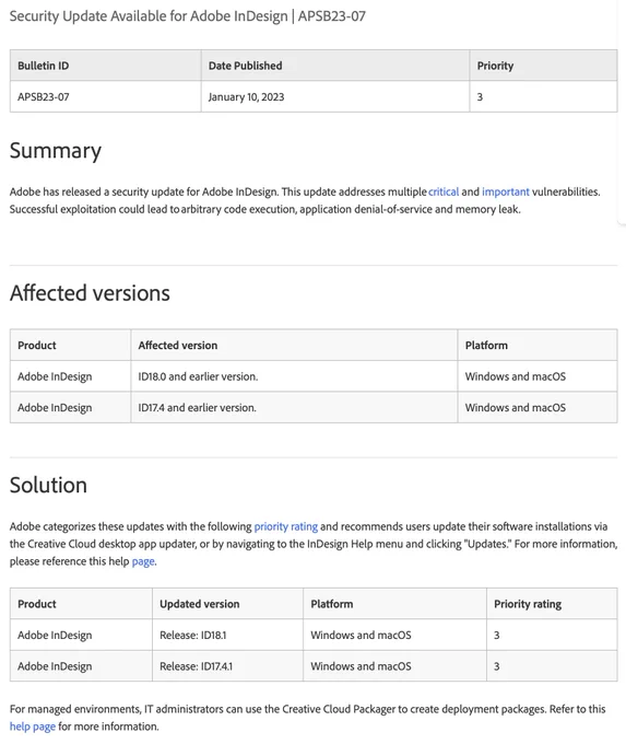 Screenshot von Adobe-Website.