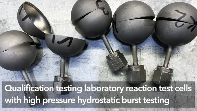 High pressure hydrostatic burst testing laboratory equipment