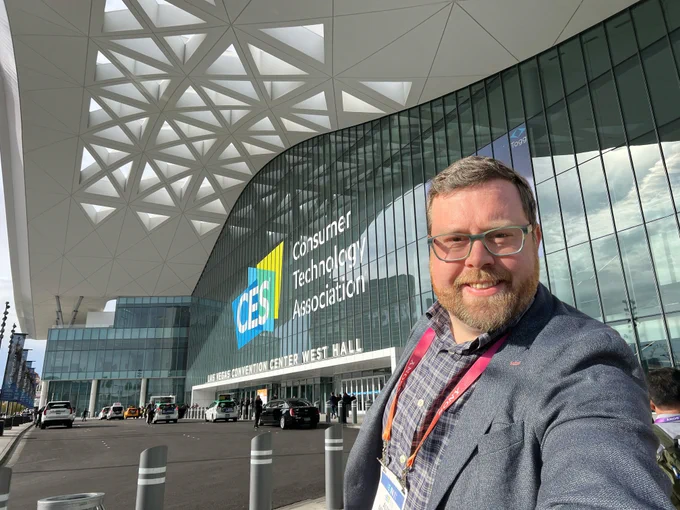 Photo of Alden Merchant, Locomation's Manager of Supply Chain & Manufacturing at CES 