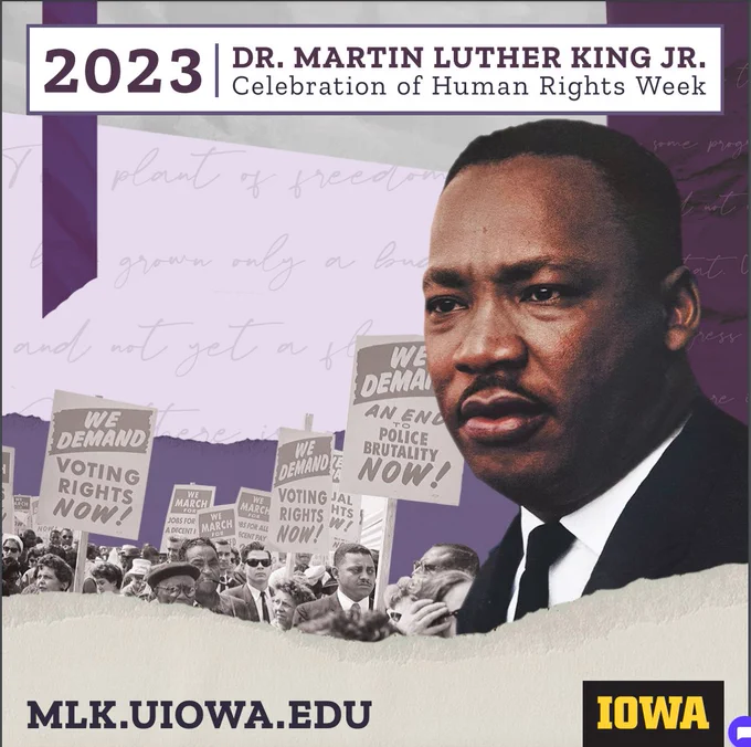 Photo of Dr. Martin Luther King JR. and "Celebration of Human Rights Week 2023"