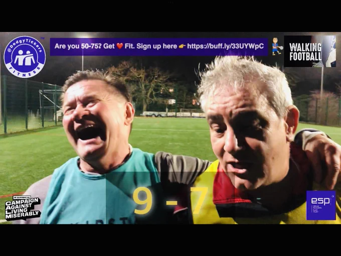 👣 Missed us on Tues? Catch up 👉 https://youtu.be/nGsoMvTHEJw #Over50 #Over60 #Over70 #Football #CVD #WalthamForest #London #UK #NHS #TimeToTalk #ULEZ #Project84 #AFC #THFC #WHUFC #LOFC #Veterans #diabetes #Parkinsons #MentalHealth #SOUMCI Partners: @deliver_success @theCALMzone
