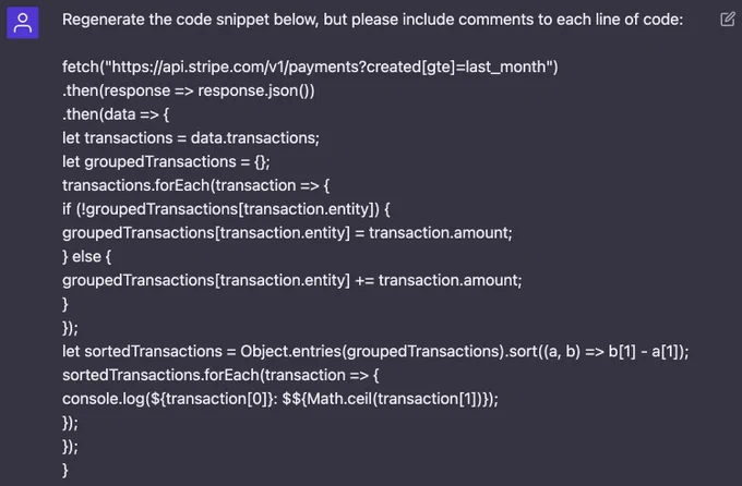 comment code using chatgpt