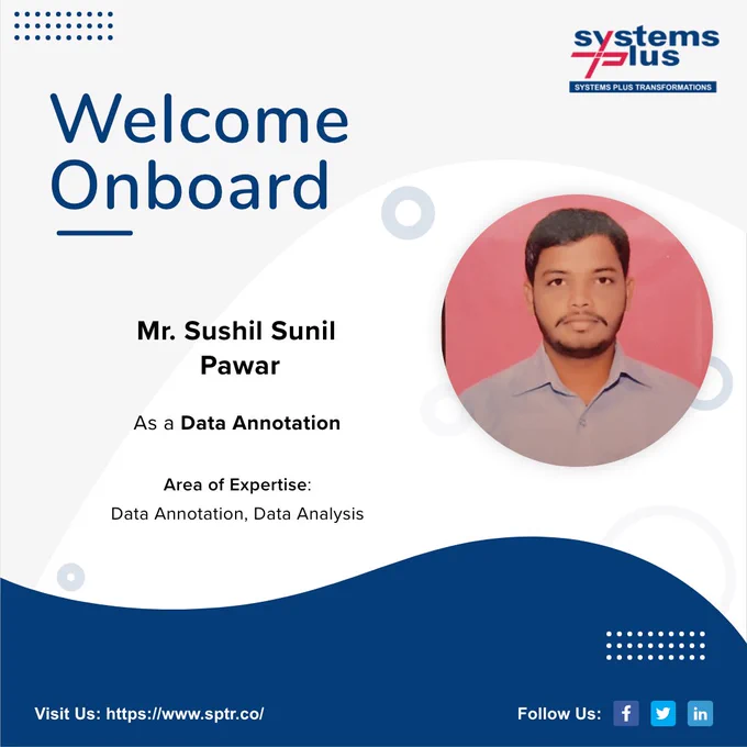 Congratulations Mr. Sushil Pawar on being a part of our dynamic team!



Systems Plus Transformations family welcomes you and we hope to have a long and successful journey together.

Welcome aboard!



#NewJoiners #Employees #Jobs #WorkForceSPTR #TeamSPTR #SystemsPlusTransformations