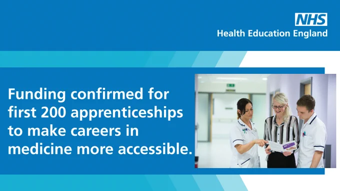 Funding confirmed for 200 apprentices to make careers in medicine more accessible.