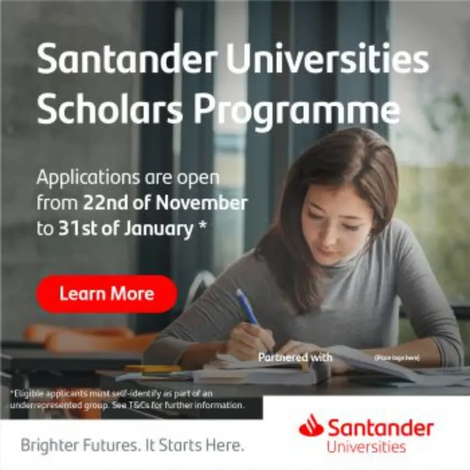 Applications are open until 31st January. Image of a student writing