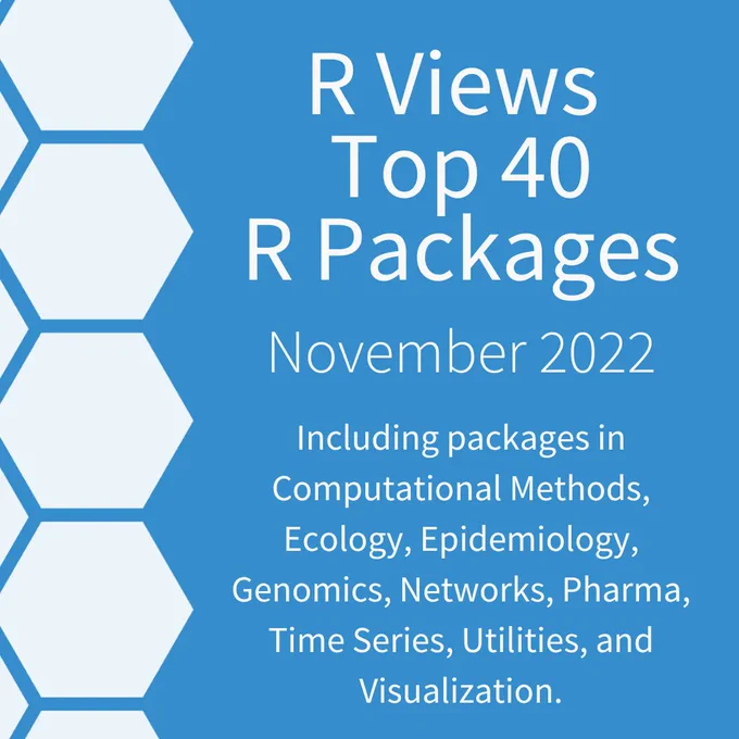 R Views "Top 40" New #Rstats Packages for November 2022.  There were over 150 new R packages in November. @rstudiojoe walks through his Top40, in categories including Computational Methods, Ecology, Epidemiology, Genomics, Networks, Pharma, Time Series, Utilities, & Viz. 