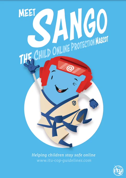 Meet Sango - our child online protection mascot - helping children stay safe online.  Visual of our Sango phone mascot designed by children for children