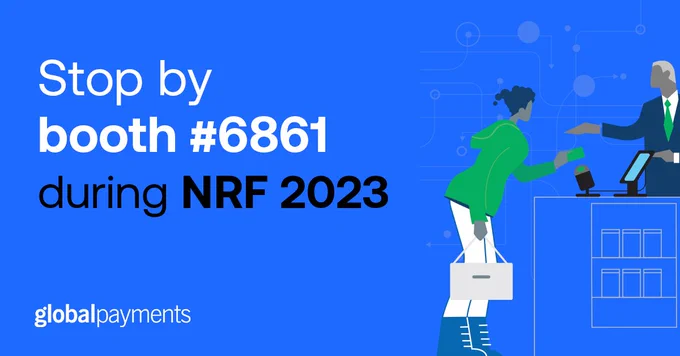 Graphic says "Stop by booth #6861 during NRF 2023".