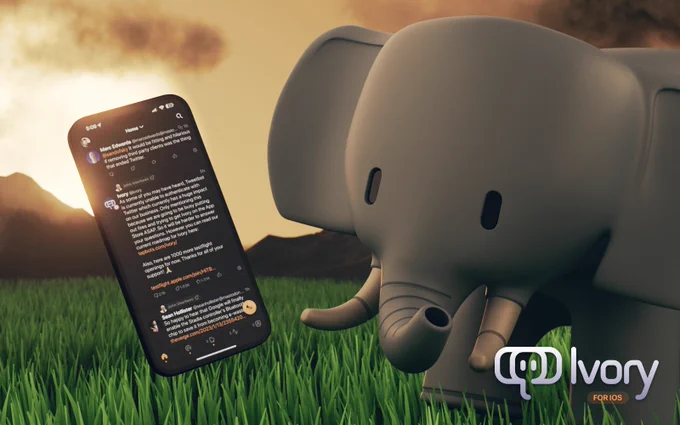 We're hoping to launch Ivory sometime this month. No ads, no algorithm, just a decentralized network of posts from the people you choose to follow. If you love Tweetbot for Twitter, you'll love Ivory for Mastodon.