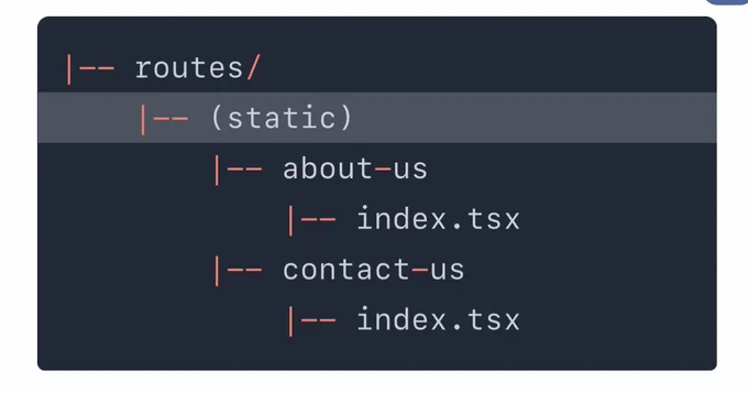 Example route directory in SolidStart with route grouping