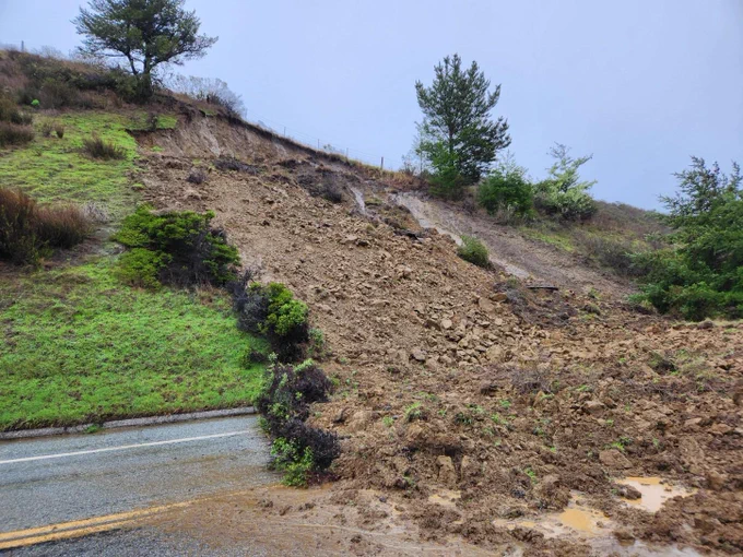 Mudslide on hill