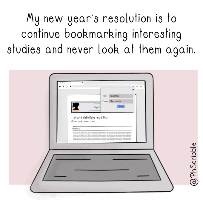 My new year's resolution is to continue bookmarking interesting studies and never look at it again.