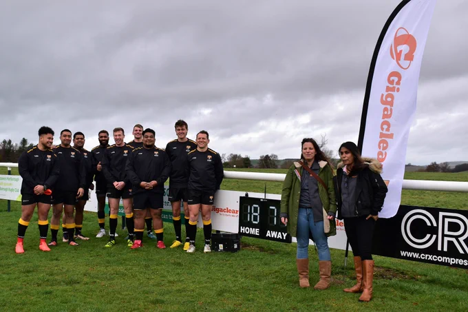 Thank you to Gigaclear for their sponsorship, which has allowed the club for the first time ever to have a scoreboard. So, no more guesses from the sidelines as to what the score is. It was great to have two Gigaclears representatives attend the game, as well as the mini and junior members who assisted with the day—it was a fresh one!
@Marlborough Rugby @Gigaclear
