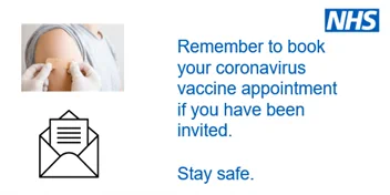 Remember to book your coronavirus vaccine appointment if you have been invited. Stay safe.