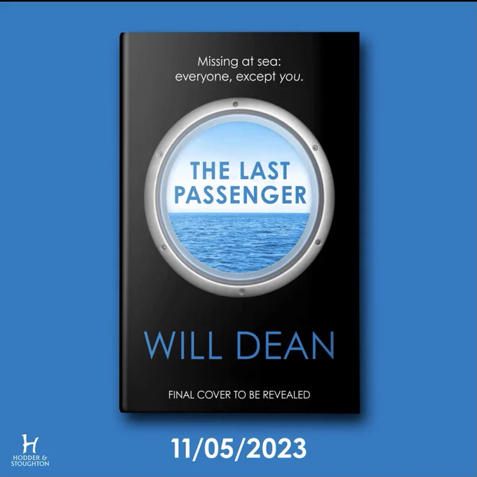 Proof cover of The Last Passenger (black hardcover book with a porthole at the centre showing the ocean beyond)