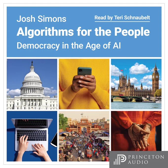 Cover of audiobook of Algorithms for People by Josh Simons, read by Teri Schnaubelt, published by Princeton Audio