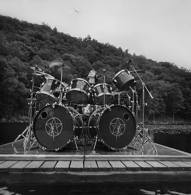 Photo of Neil Peart on lake by Deborah Samuel.