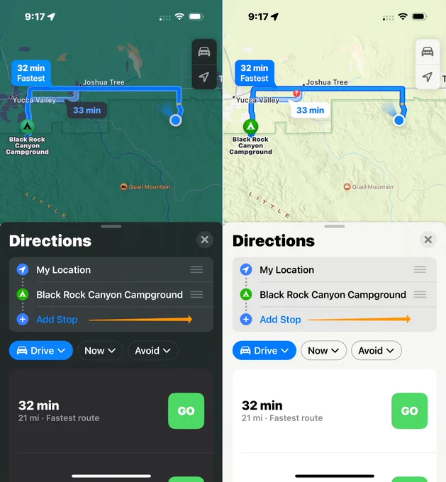 A screenshot of Apple Maps in iOS. There are multiple stops with an arrow pointing to where a reorder control could be.