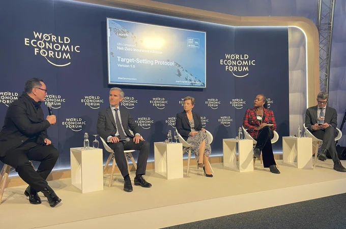Live from Davos, the Net-Zero Insurance Alliance Target-Setting Protocol session takes place.