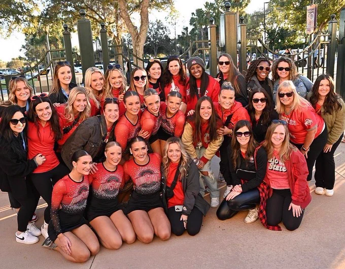 ohio state dance team members and alumni pose