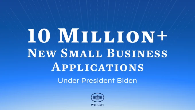 10 million  new small business applications under President Biden.