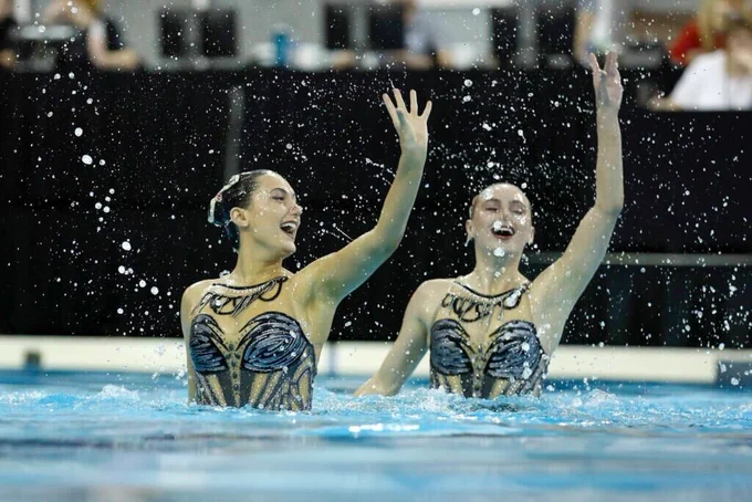 Members of the Ohio State Synchronized Swim team competing