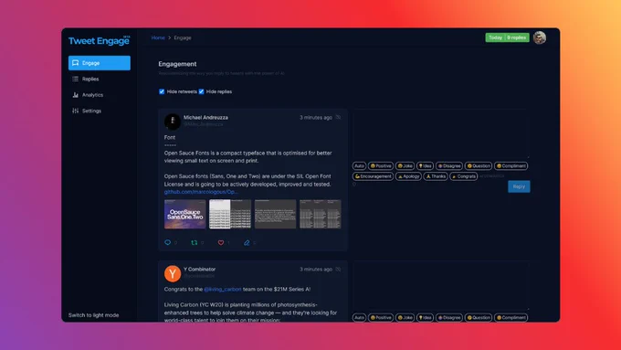 Manage your Twitter replies and improve your engagement - Tweet Engage