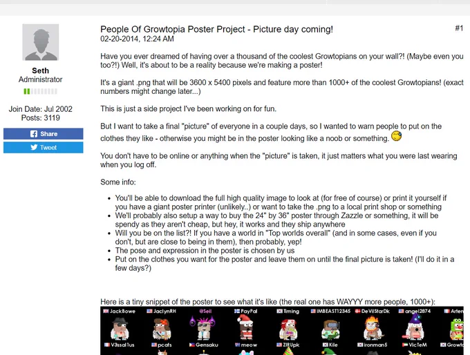 Seth's original forum post from 2014 where he talked about trying to make a poster.  He made it, but failed to ever release it