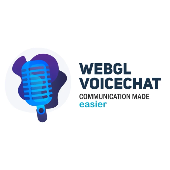 Image shows microphone with the following text next to it: WEBGL VOICE CHAT COMMUNICATION MADE EASIER