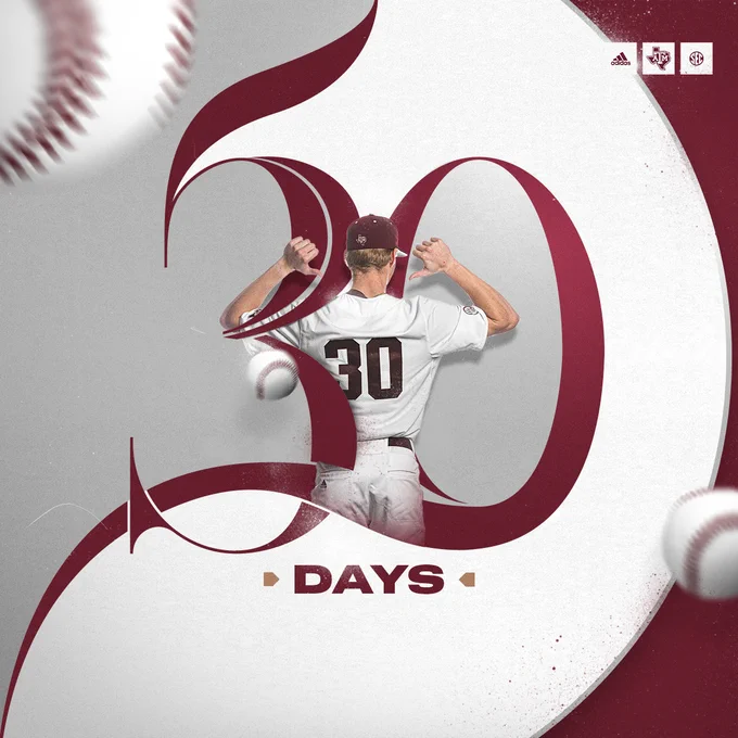 Graphic to illustrate the thirty days remaining until opening day