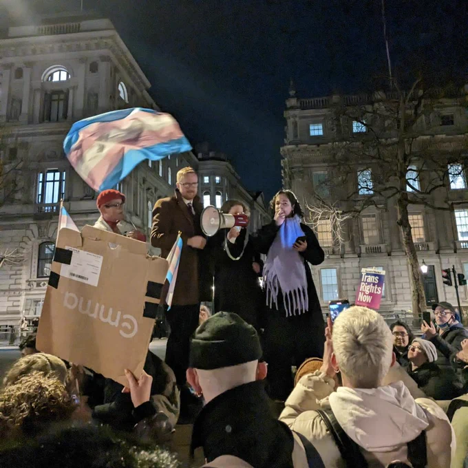 Lloyd Russell-Moyle, Olivia Blake, Angela Eagle, Kate Osborne and Nadia Whittome at trans rights protest organised by London Trans Pride