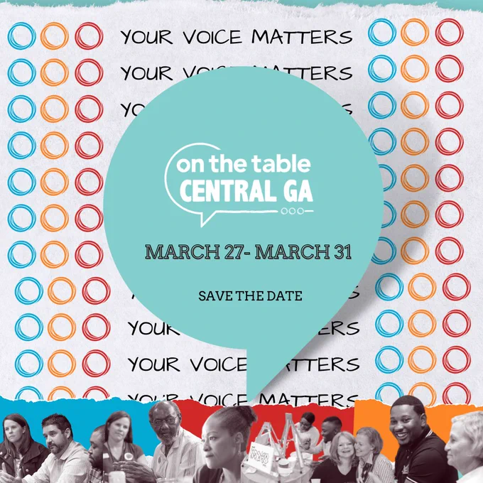 On The Table Central Georgia is back, A flyer of a save the date with  the logo