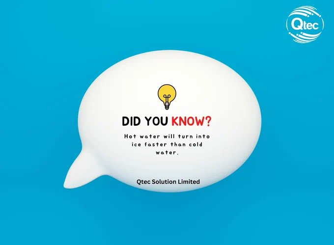 Hot water can in fact freeze faster than cold water for a wide range of experimental conditions.

🌐 https://qtecsolution.com/
📧 info@qtecsolution.com
📞  8801313522828

#qtec #qtecsolution #water #lifehacks 
