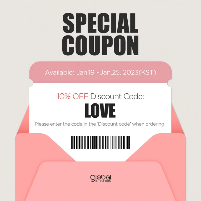  Enjoy 10% OFF for 7 days

💌 10% OFF Code: LOVE
💌 Available: Jan. 19 ~ Jan.25, 2023 (KST)