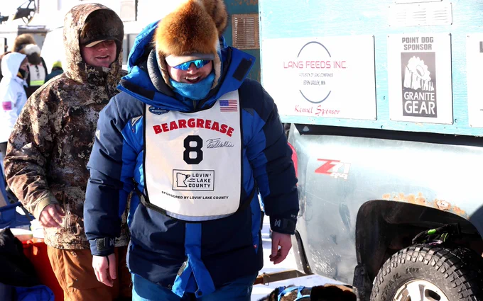 Ero Wallin, of Silver Bay, smiles while walking in the parking lot at East End Auto Services in Duluth Sunday, Jan. 29, 2023 ahead of the 2023 John Beargrease Sled Dog Marathon. 
Dan Williamson / Duluth News Tribune