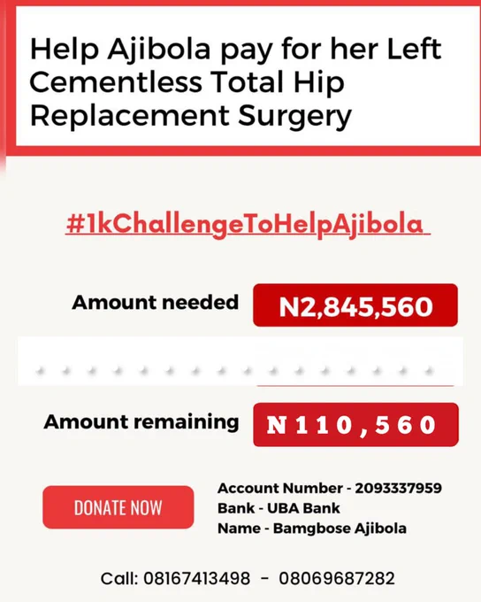 #1kChallengeToHelpAjibola. 