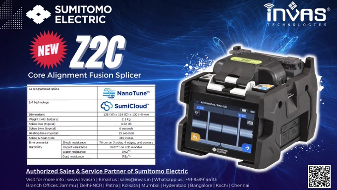 Sumitomo Electric Fusion Splicer Launches the New Z2C, a New Core Alignment Fusion Splicer. featuring its proprietary “NanoTuneTM” AI (artificial intelligence) programmed fusion technology and a new design with improved environmental resistance this spring.
INVAS Technologies Pvt. Ltd. Authorized Sales & Service Partner of Sumitomo Electric
𝗖𝗼𝗻𝘁𝗮𝗰𝘁 𝘂𝘀 𝗳𝗼𝗿 𝗺𝗼𝗿𝗲 𝗱𝗲𝘁𝗮𝗶𝗹𝘀:-
𝑪𝒂𝒍𝒍 𝒐𝒓 𝑾𝒉𝒂𝒕𝒔𝑨𝒑𝒑: https://wa.me/c/919599144113
𝑬𝒎𝒂𝒊𝒍 𝒖𝒔 : sales@invas.in
𝑽𝒊𝒔𝒊𝒕 𝒐𝒖𝒓 𝒘𝒆𝒃𝒔𝒊𝒕𝒆 : www.invas.in
We have 𝟴 𝗯𝗿𝗮𝗻𝗰𝗵𝗲𝘀 all over India (𝗝𝗮𝗺𝗺𝘂 | 𝗗𝗲𝗹𝗵𝗶-𝗡𝗖𝗥 | 𝗣𝗮𝘁𝗻𝗮 | 𝗞𝗼𝗹𝗸𝗮𝘁𝗮 | 𝗠𝘂𝗺𝗯𝗮𝗶 | 𝗛𝘆𝗱𝗲𝗿𝗮𝗯𝗮𝗱 | 𝗕𝗮𝗻𝗴𝗮𝗹𝗼𝗿𝗲 | 𝗖𝗵𝗲𝗻𝗻𝗮𝗶).
.
.
.
.
.
.
#Sumitomo #Splicingmachine #OpticalPowerMeter #fiberoptic #telecommunications #telecoms #TelecomServices #dualband #invastechnologies #5G #networking #network #networkequipment #OpaticalNetworks #Spectechnology #Spec #optical #switch #manufacturing #manufacturingindust