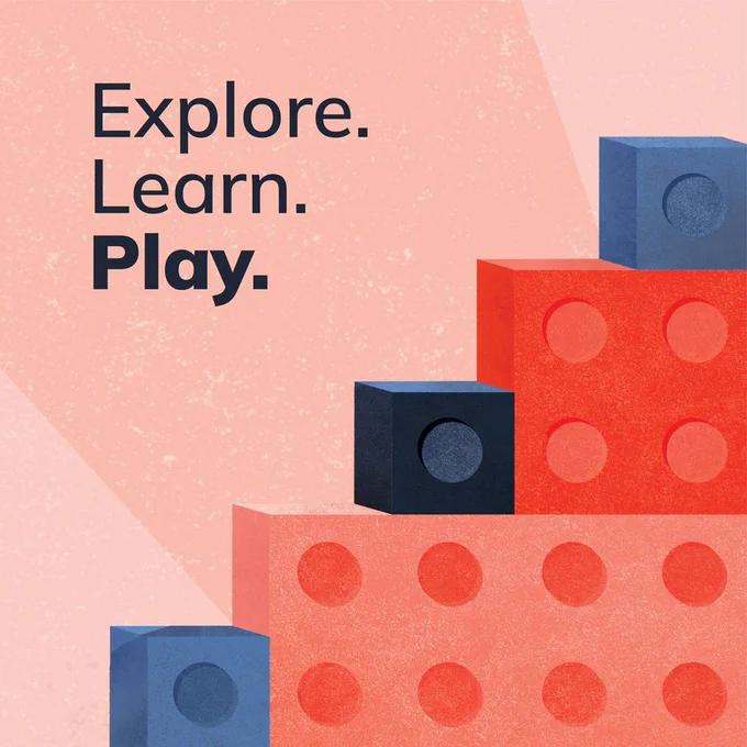 Children's Building Blocks with text saying Explore. Learn. Play.