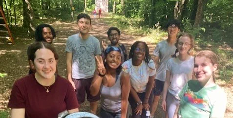 2022 CCMR REU students enjoying the CLTC (Cornell Team and Leadership Center) at the Hoffman Challenge Course in Freeville, NY. 