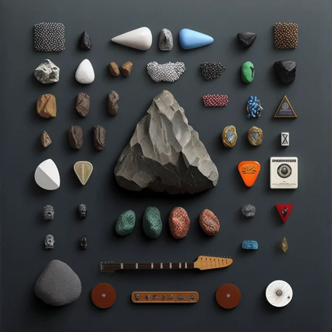 rock memorabilia perfect knolling  --q 2 --v 4