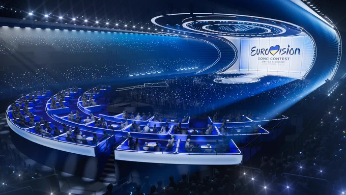 A render of the Eurovision 2023 stage.